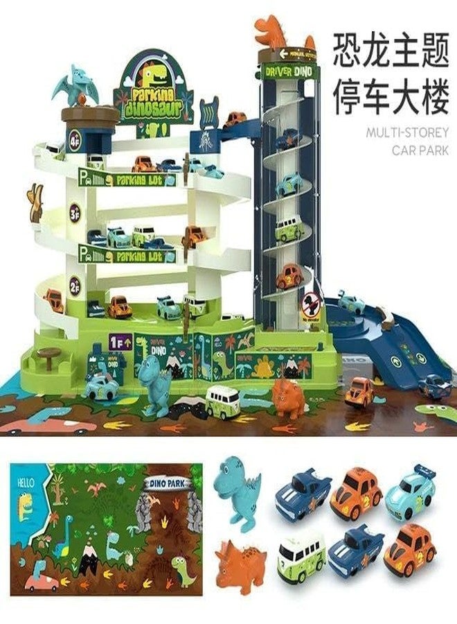 vikings Dinosaur Parking Lot Building Toys Kids Educational Game Funny Dinosaur Track Toy with Manual/Automatic Integration Car Lifts Children Parking Toy - Image 4
